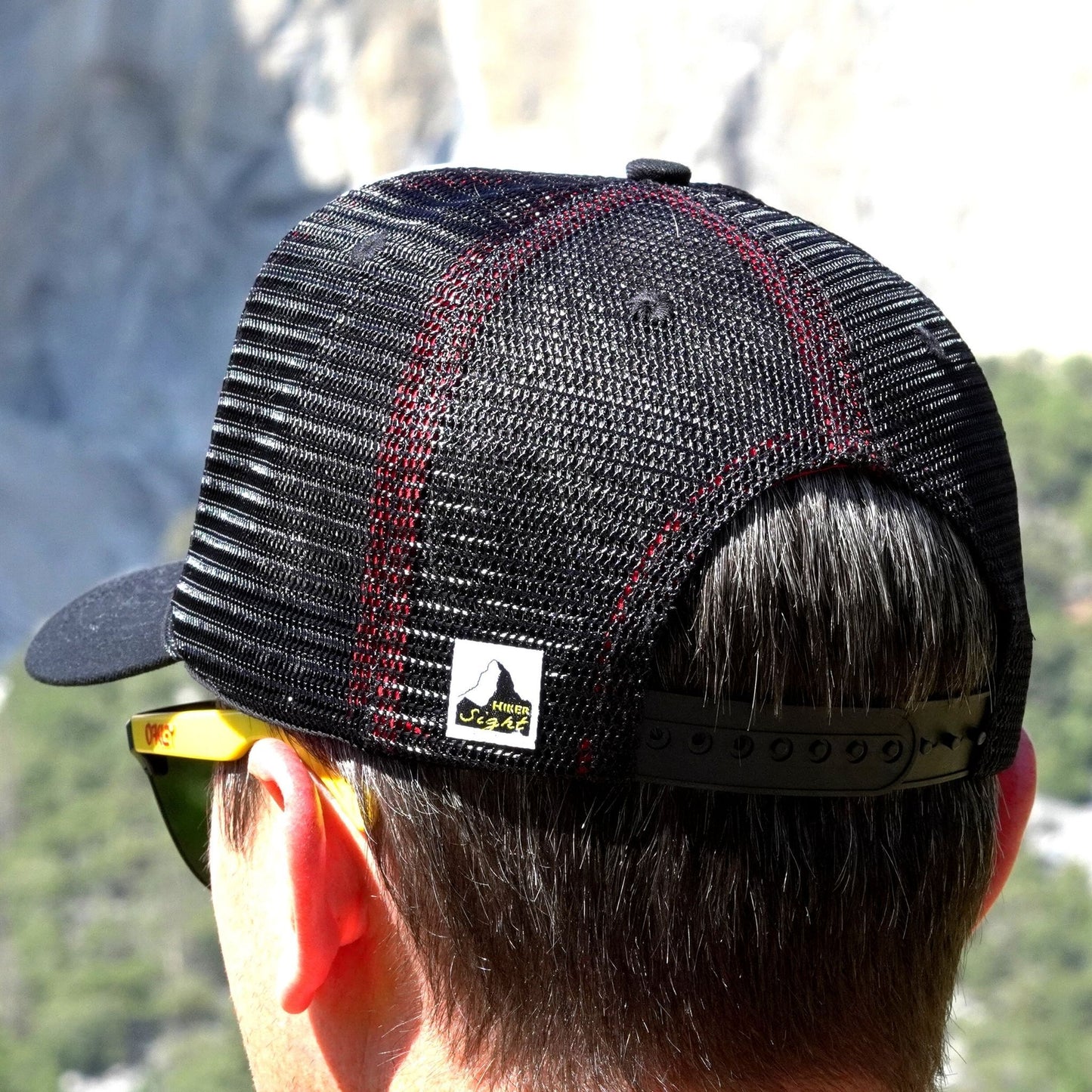 The back view of the closure and logo of the El Capitan trucker hat | Hiker Sight